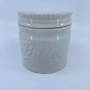 vintage dowan white ceramic butter keeper with lid